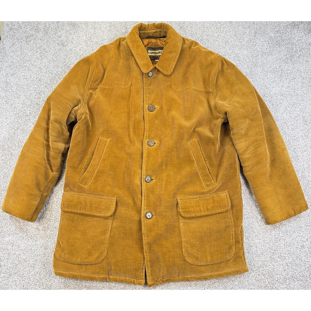 Corduroy Outerwear Jacket Men XL Brown VTG Insulated Chore Coat Workwear Retro